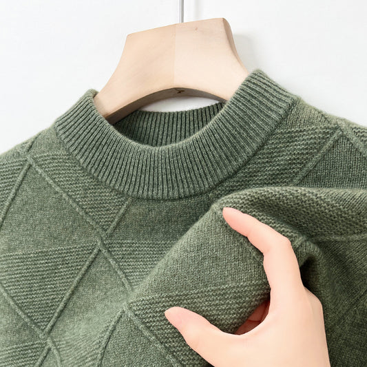 High-end round neck loose jacquard warm sweater