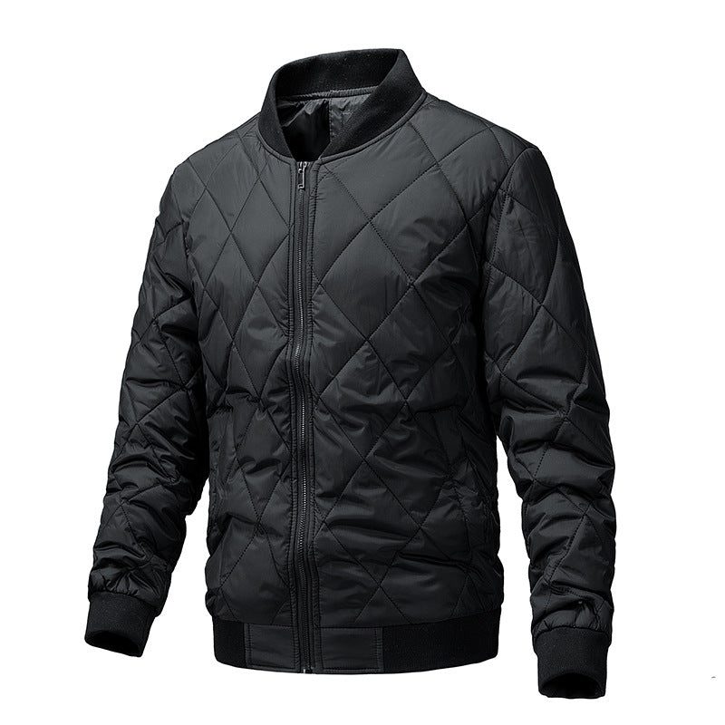 Men's Stand Collar Zippered Cotton Casual Jacket