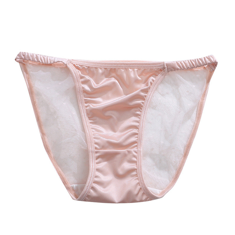 Summer Ice Silk Satin Comfortable Lace Sexy Briefs