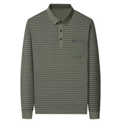 Men's New Business Casual Striped Polo Shirt