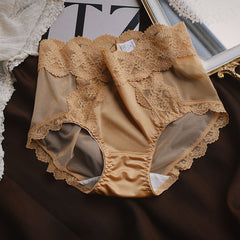 Satin Lace Breathable Mesh Briefs