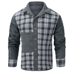 Men's Large Size Lapel Plaid Flannel Casual Jacket