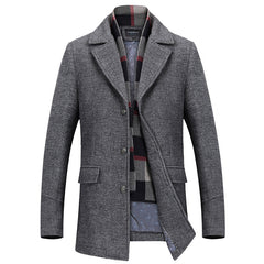 Men's Casual Business Cotton Woolen Coat