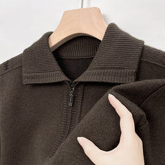Men's Lapel Zipper Sweater