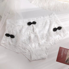 Solid Color Lace High Waist Thin and Soft Large Size Transparent Hollow Panties
