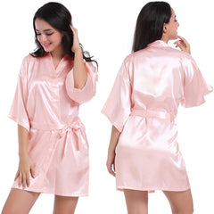 Ladies Satin Skin Friendly Cardigan Nightgown