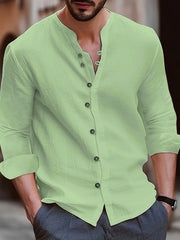 New Men's Retro Cotton and Linen Casual Loose Long Sleeve Shirt