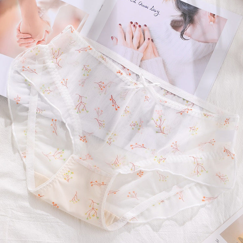 Antibacterial quick-drying mesh printed Panties