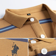 Men's New Striped Embroidered Casual Polo Shirt
