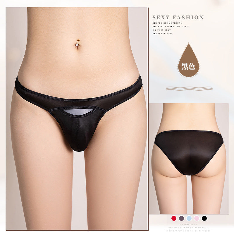 Men's Transparent Open Sexy Silky Elastic Low Waist Briefs