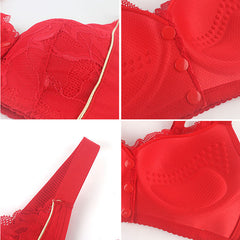 New Lace Front Button No Wire Plus Size Bra