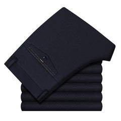 Men's Thickened High Waist Elastic Straight Warm Non-iron Casual Pants