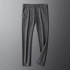 Men's Woolen Straight Striped Thick Casual Pants