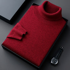 Men's New Winter Thickened and Velvet Warm Casual Solid Color Turtleneck Sweater