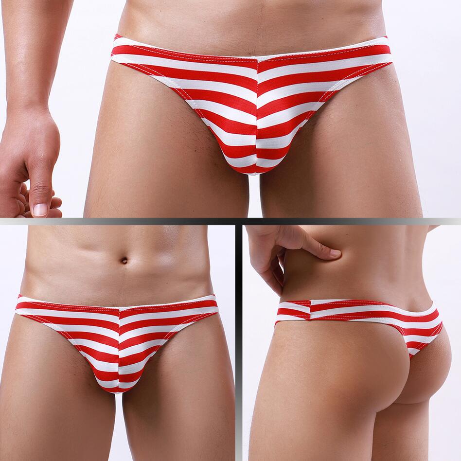 Men's Sexy Low Rise Striped Thong