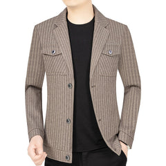 New Lapel Striped Casual Jacket