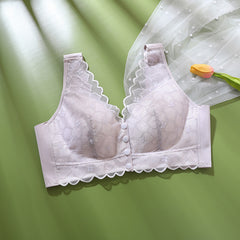 Front button lace push-up bra