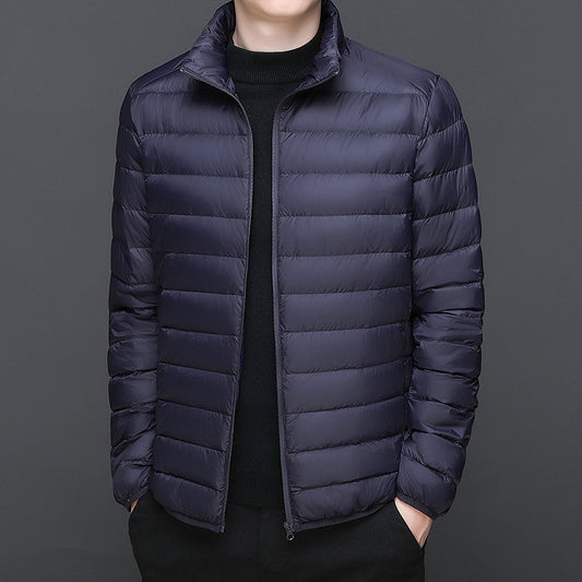 Lightweight warm solid color down jacket