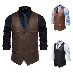 2023 V-neck Suede Single-breasted Casual Vest