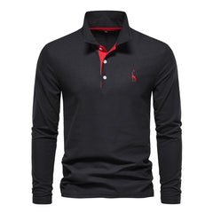 Spring New Lapel Men's Cotton Embroidered POLO Shirt