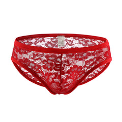 Men's Sexy Lace Transparent Low-waist Breathable Briefs