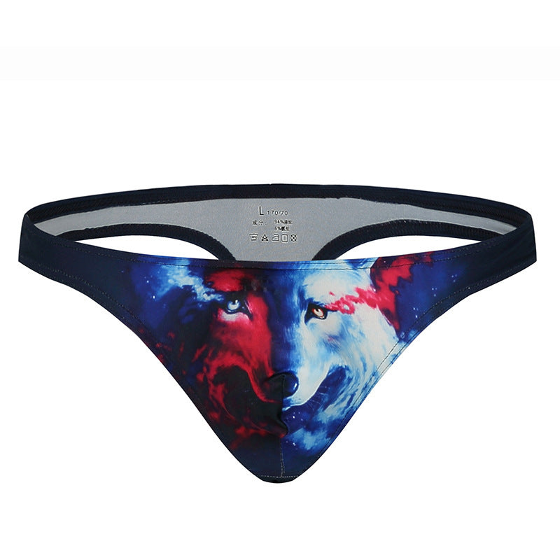 Sexy low waist printed U-pouch thong