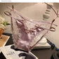 Tie-strap hollow satin low waist mesh transparent briefs