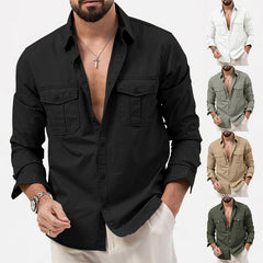 2024 New Men's Multi-pocket Casual Comfortable Long-sleeved Shirt