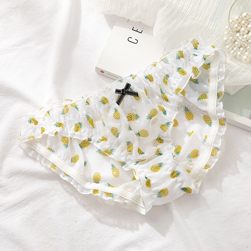 Pineapple Printed Mesh Chiffon Breathable Cute Panties