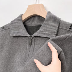 Men's Lapel Zipper Sweater