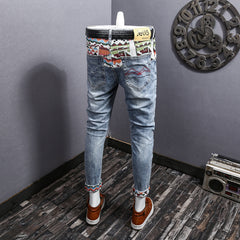 Ethnic style stretch trendy casual jeans