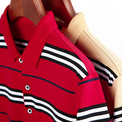 Men's Business Casual Striped Lapel Short Sleeve POLO Shirt