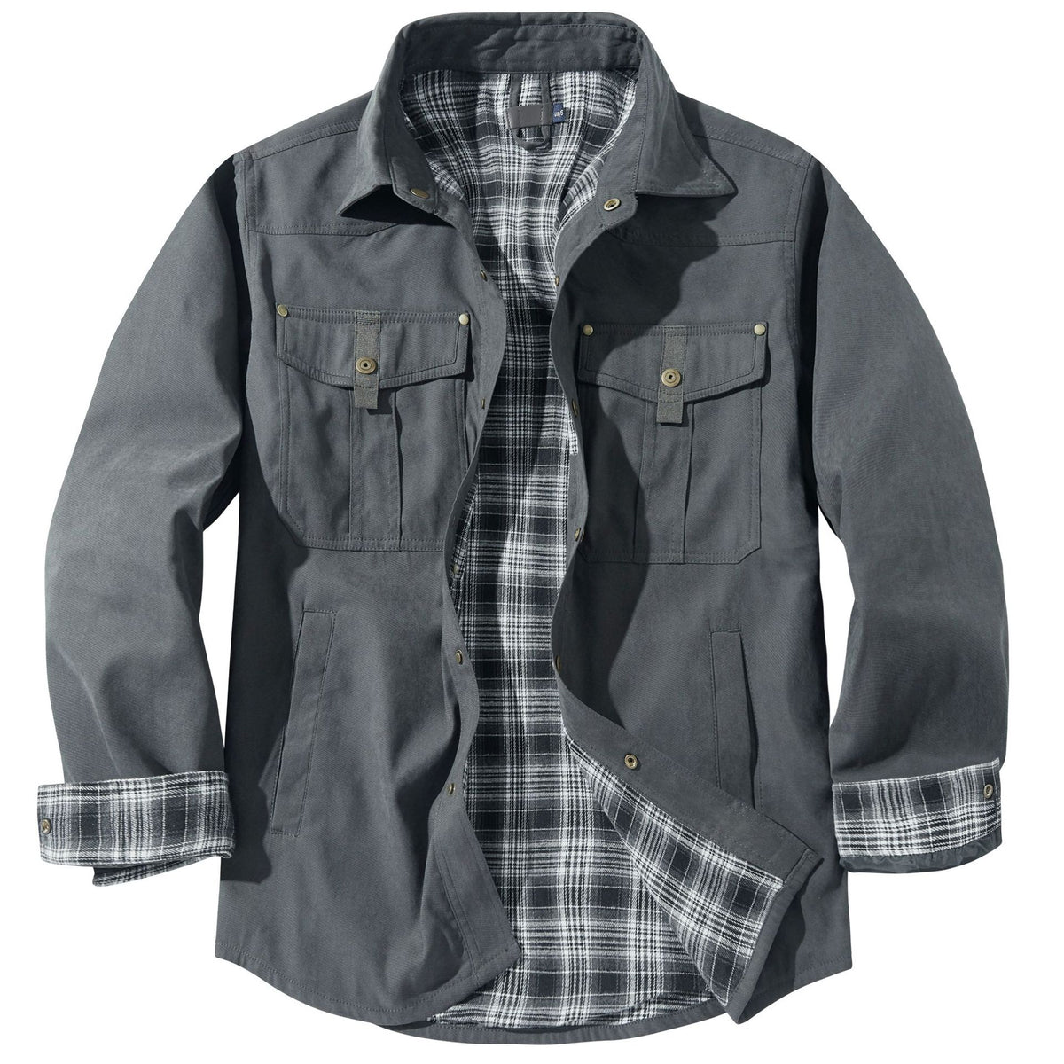 Men's Large Size Lapel Plaid Flannel Casual Jacket