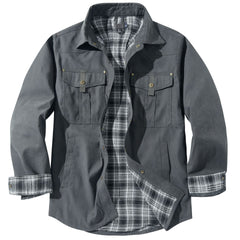 Men's Large Size Lapel Plaid Flannel Casual Jacket