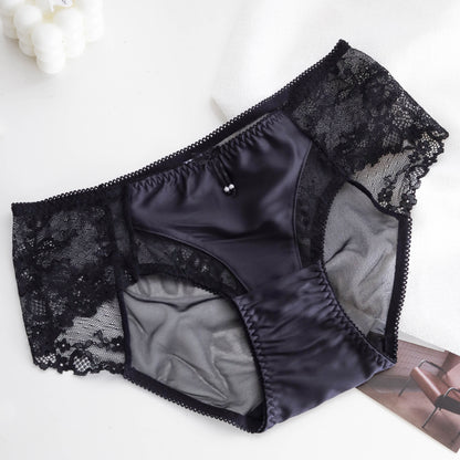 French Sexy Lace Comfortable Soft Satin Briefs