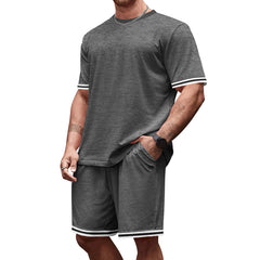 Summer Men's Simple and Versatile Solid Color Casual Sports Suit