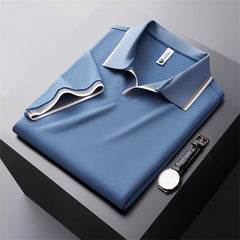Men's New Color Block Business Casual Polo Shirt