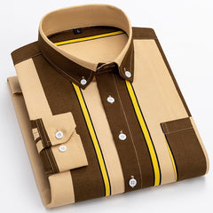 Men's Casual Fashion Striped Print Wrinkle-free and Non-iron Shirt