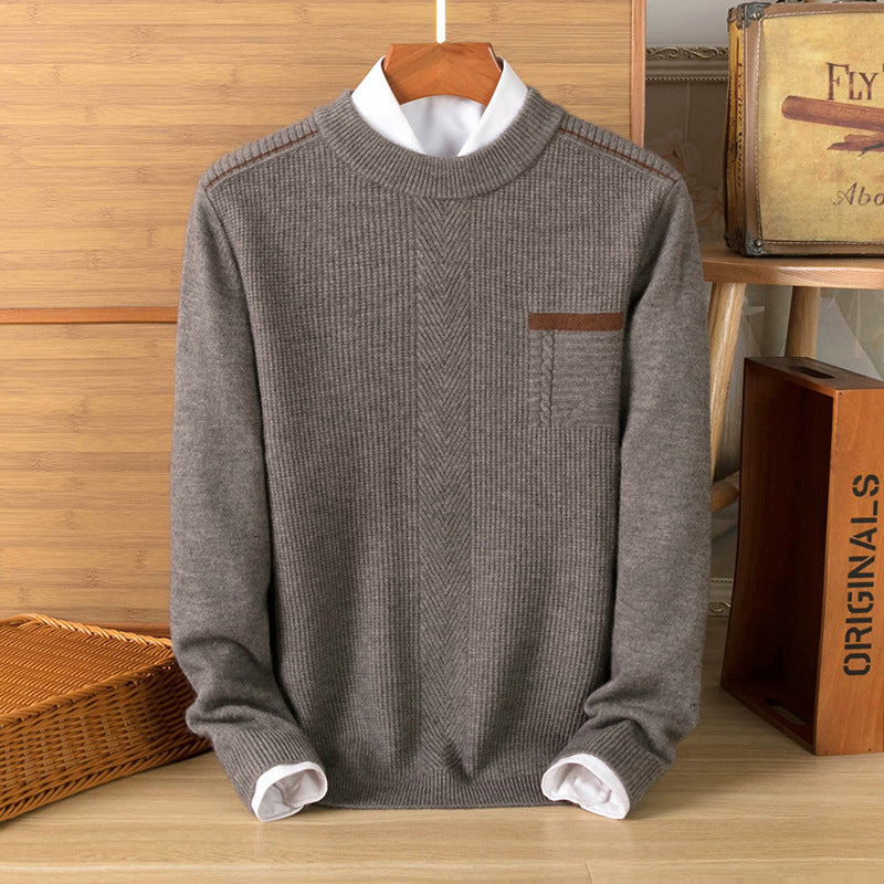 Casual warm loose fit jacquard crew neck sweater
