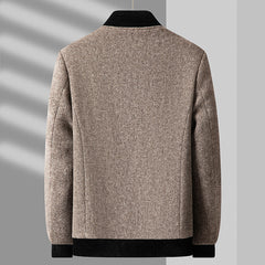 2024 Men's Wool Business Casual Cotton Thickened Stand Collar Jacket