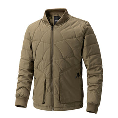 Men's Casual Warm Stand Collar Plaid Patchwork Cotton Coat