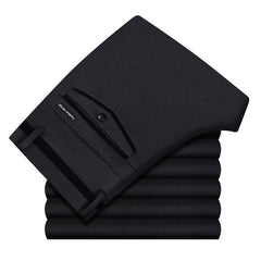Men's Thickened High Waist Elastic Straight Warm Non-iron Casual Pants