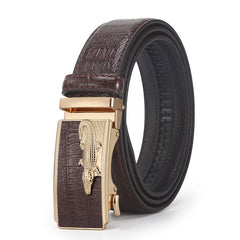 Men's New Automatic Buckle Crocodile Pattern Leather Business Casual Belt
