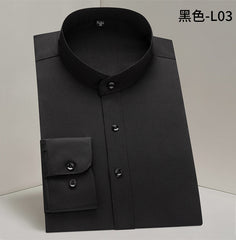 Men's Business Casual Stand Collar Anti-wrinkle No-iron Long-sleeved Shirt