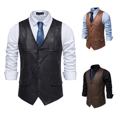 2023 V-neck Suede Single-breasted Casual Vest