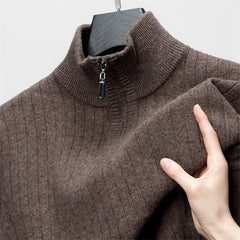 Men's Half Zip Solid Color Casual Sweater