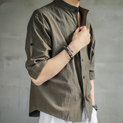 Men's Loose Cotton Linen Half Sleeve Shirt