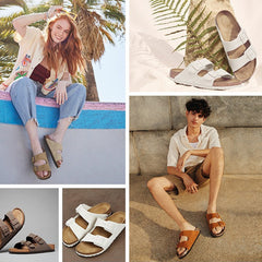 Double-breasted Leather and Cork Sandals
