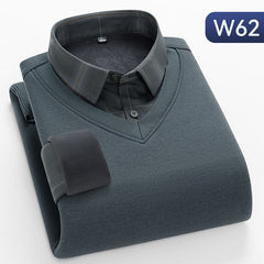 Men's Fake Two Piece Sweater Plus Fleece Sweater
