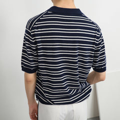 2023 Men’s Versatile Simple Fashionable Lapel Striped Polo Shirt
